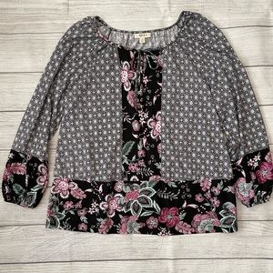 Print Scoop split Neck with Ties